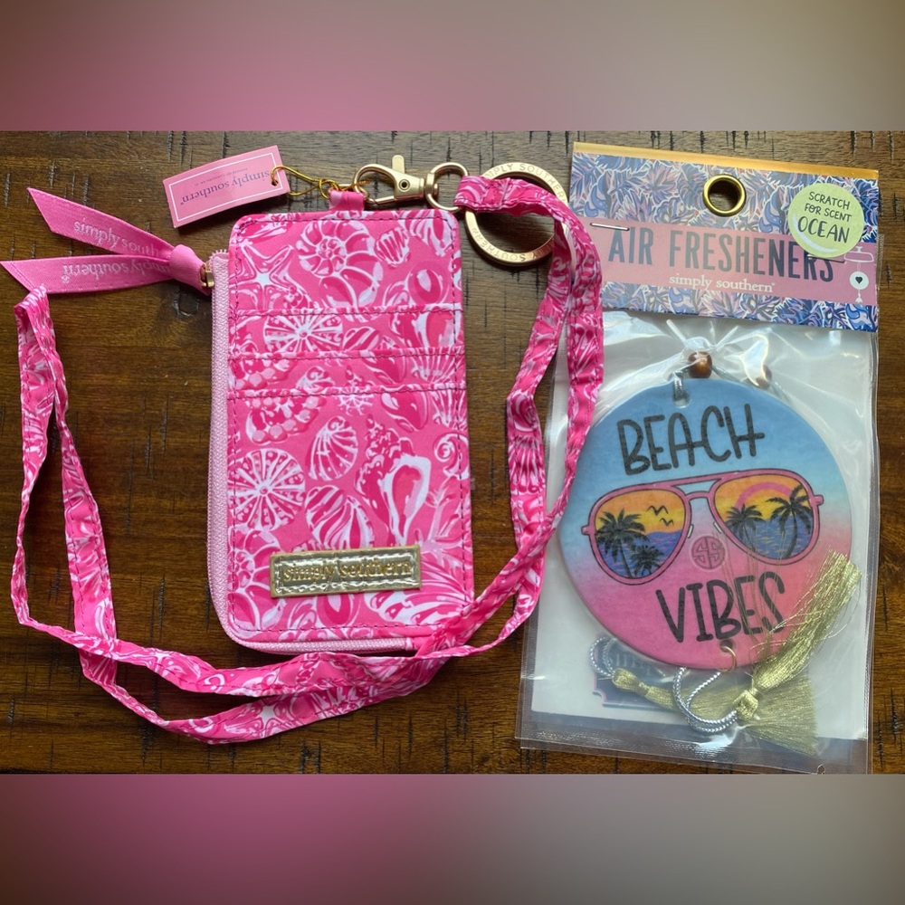•NEW•Simply Southern ID Wallet & Lanyard + 2 Pack Beach Vibes Air Freshener